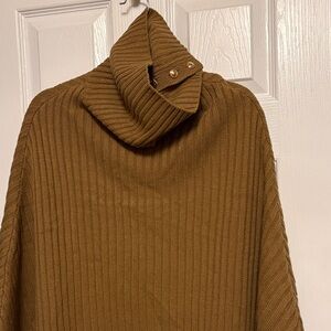 Women’s Michael Kors camel Ribbed Turtleneck sweater shrug
